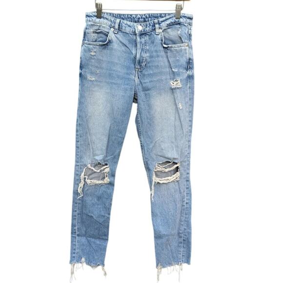 Distressed thrashed ripped denim & jeans low rise boyfriend Western Grunge 6 - Picture 1 of 10
